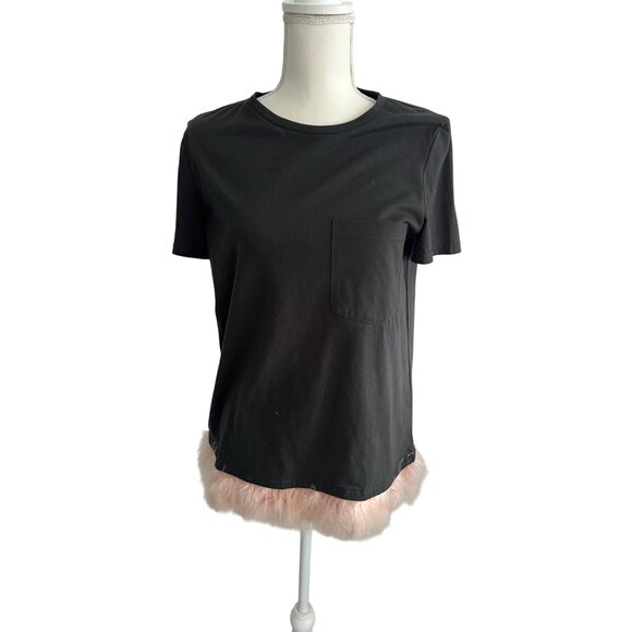 ZARA Faux Feather Trim T Shirt Sizs Small NEW with tags never worn - Picture 3 of 6